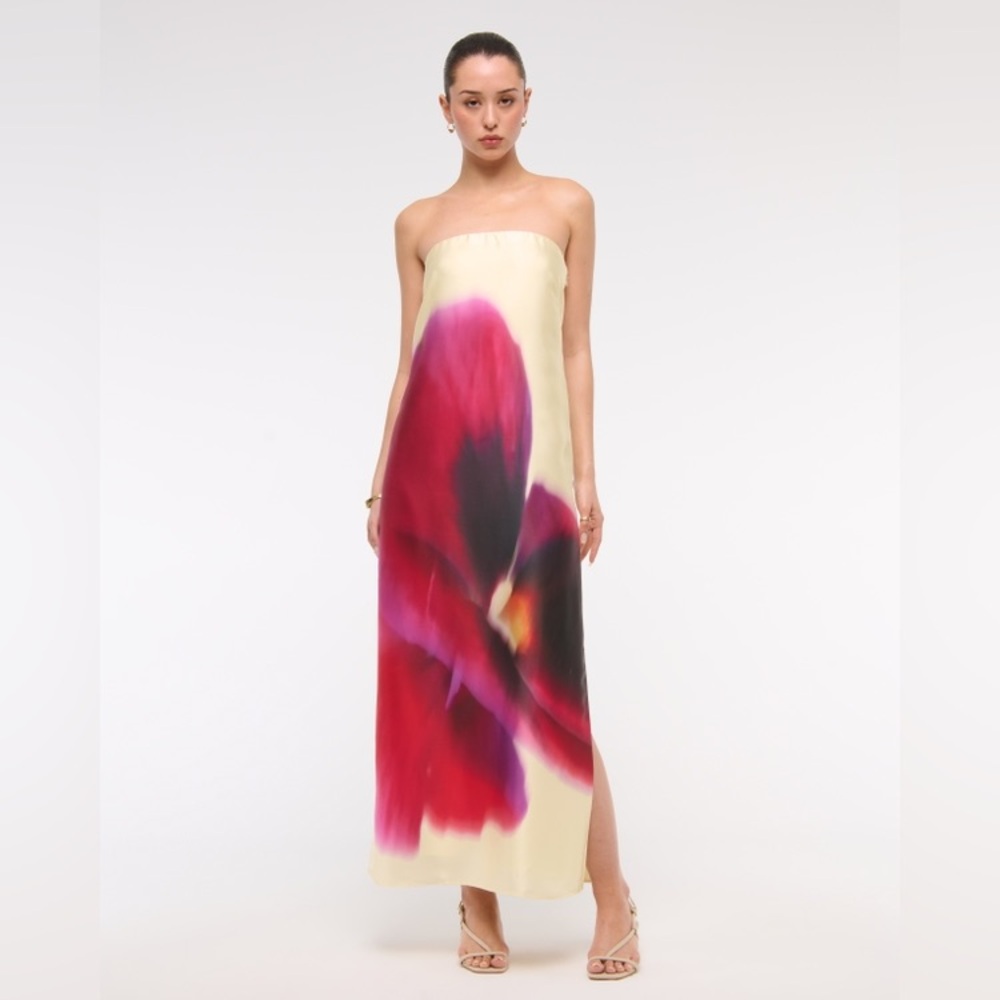 Abercrombie & Fitch Strapless Dress with Red and Purple Floral